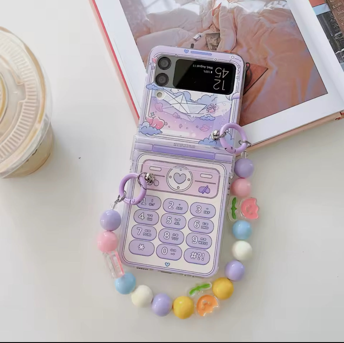 For Samsung Galaxy Z Flip 4 3 5 Bracelet Case For Samsung Z Flip4 Flip3 Zflip 5 Wrist Chain Cover