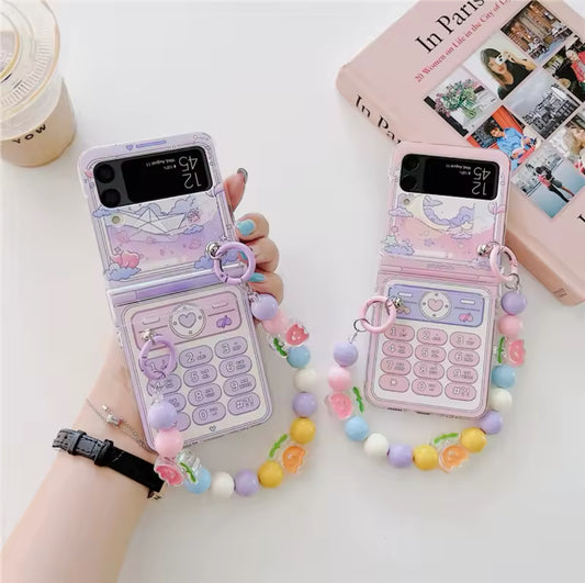 For Samsung Galaxy Z Flip 4 3 5 Bracelet Case For Samsung Z Flip4 Flip3 Zflip 5 Wrist Chain Cover