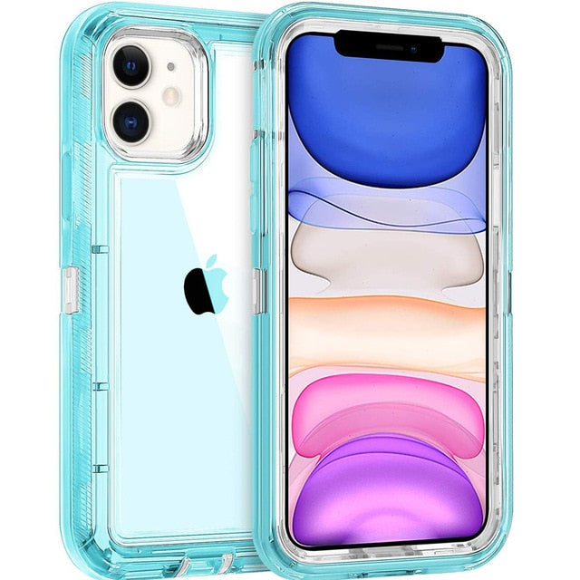 For iPhone 15 12 13 14 Pro Max Plus Clear Shockproof Case