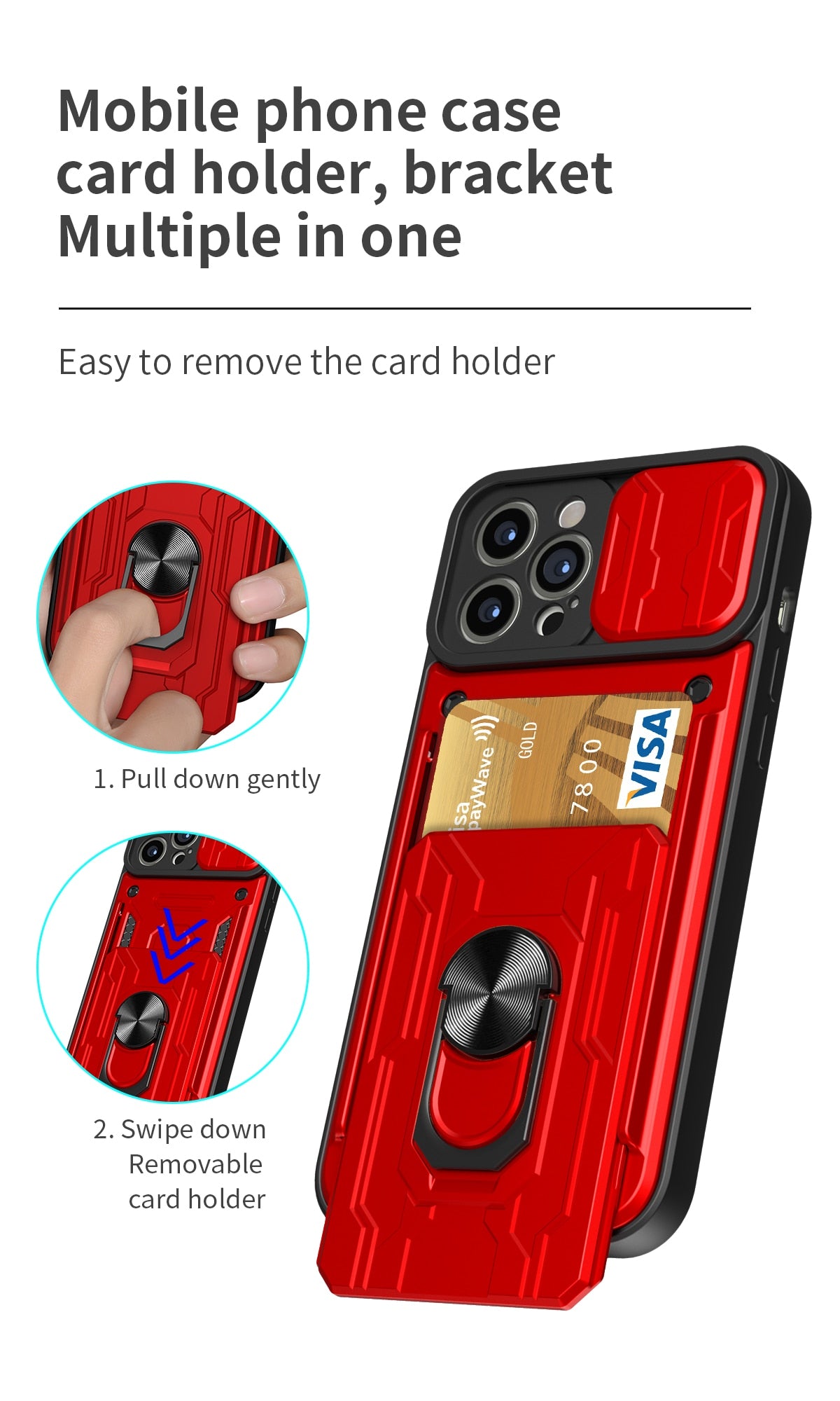 Hidden Slide Card Slot Case For iPhone 15 14 13 Pro Max 12 Pro Plus Cases