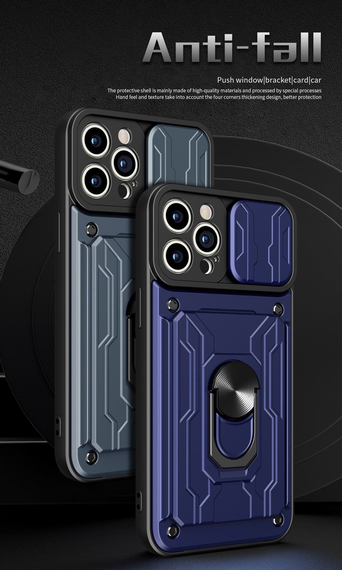 Hidden Slide Card Slot Case For iPhone 15 14 13 Pro Max 12 Pro Plus Cases