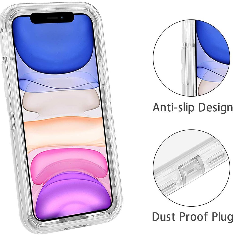 For iPhone 15 12 13 14 Pro Max Plus Clear Shockproof Case