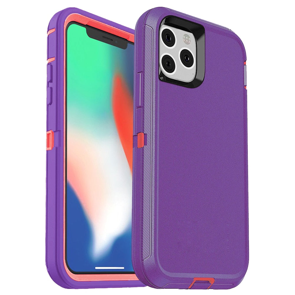 iPhone 15 14 13 12, 3 in1 Shockproof Defend Case Cover Belt Clip