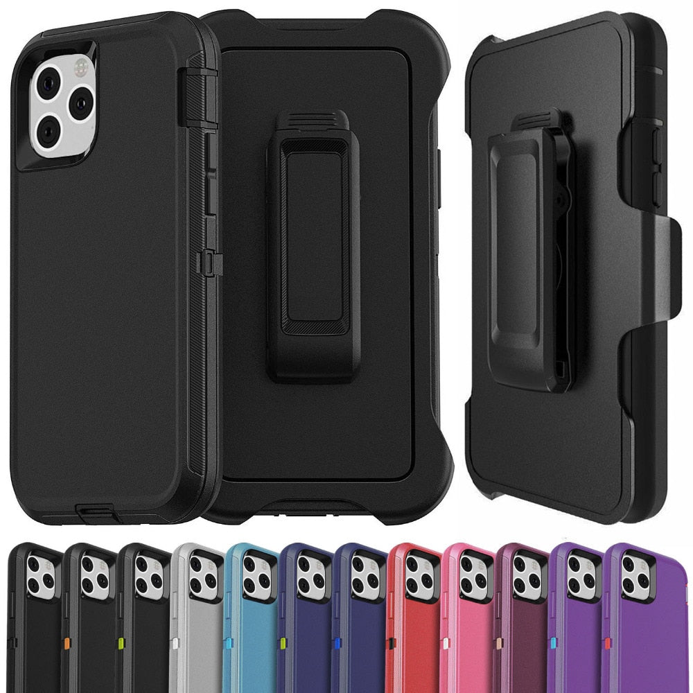 iPhone 15 14 13 12, 3 in1 Shockproof Defend Case Cover Belt Clip