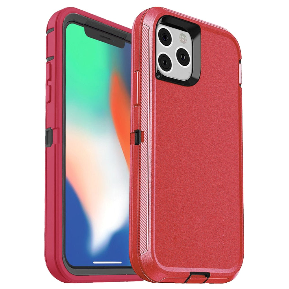 iPhone 15 14 13 12, 3 in1 Shockproof Defend Case Cover Belt Clip