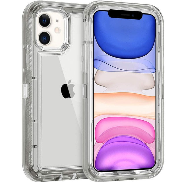 For iPhone 15 12 13 14 Pro Max Plus Clear Shockproof Case
