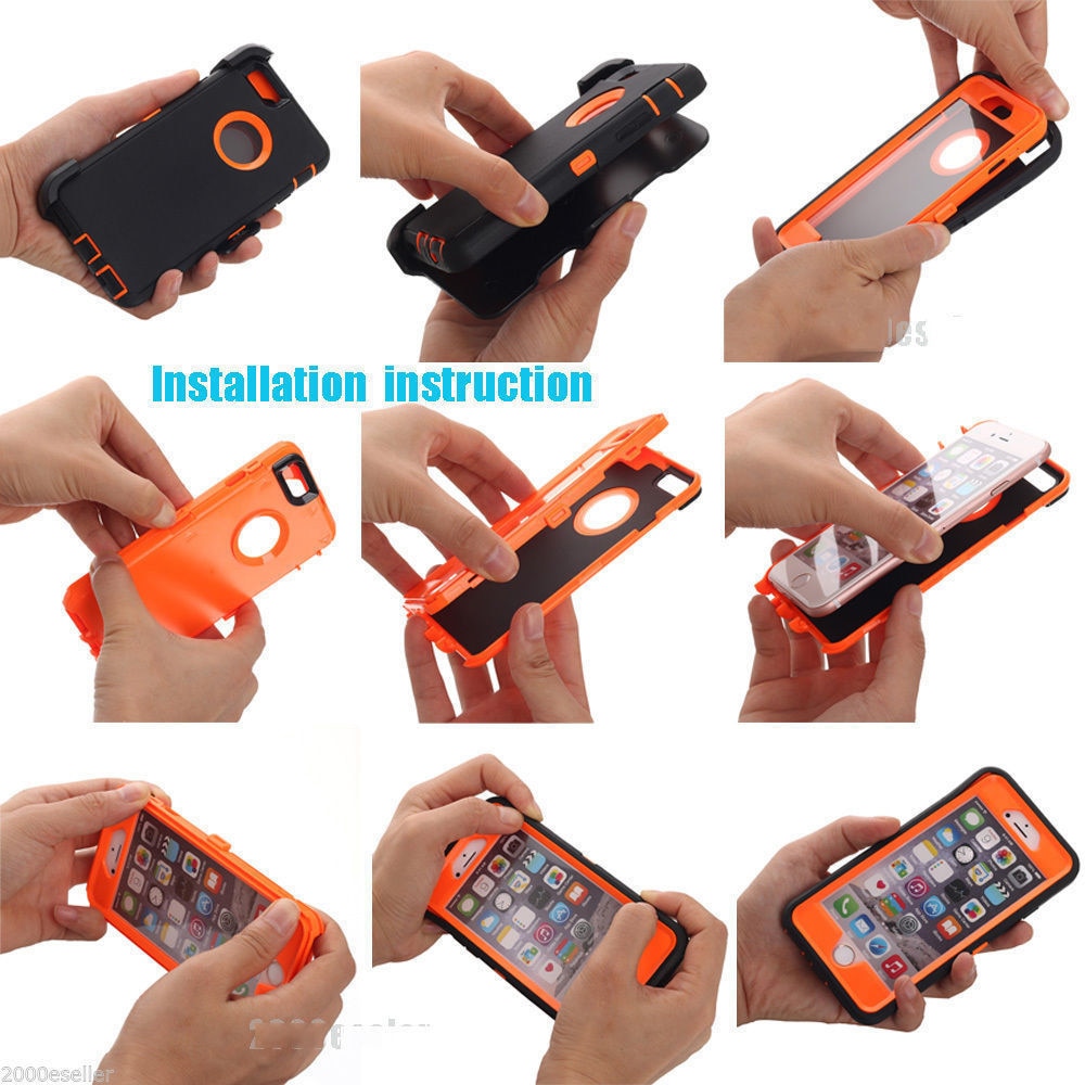 iPhone 15 14 13 12, 3 in1 Shockproof Defend Case Cover Belt Clip