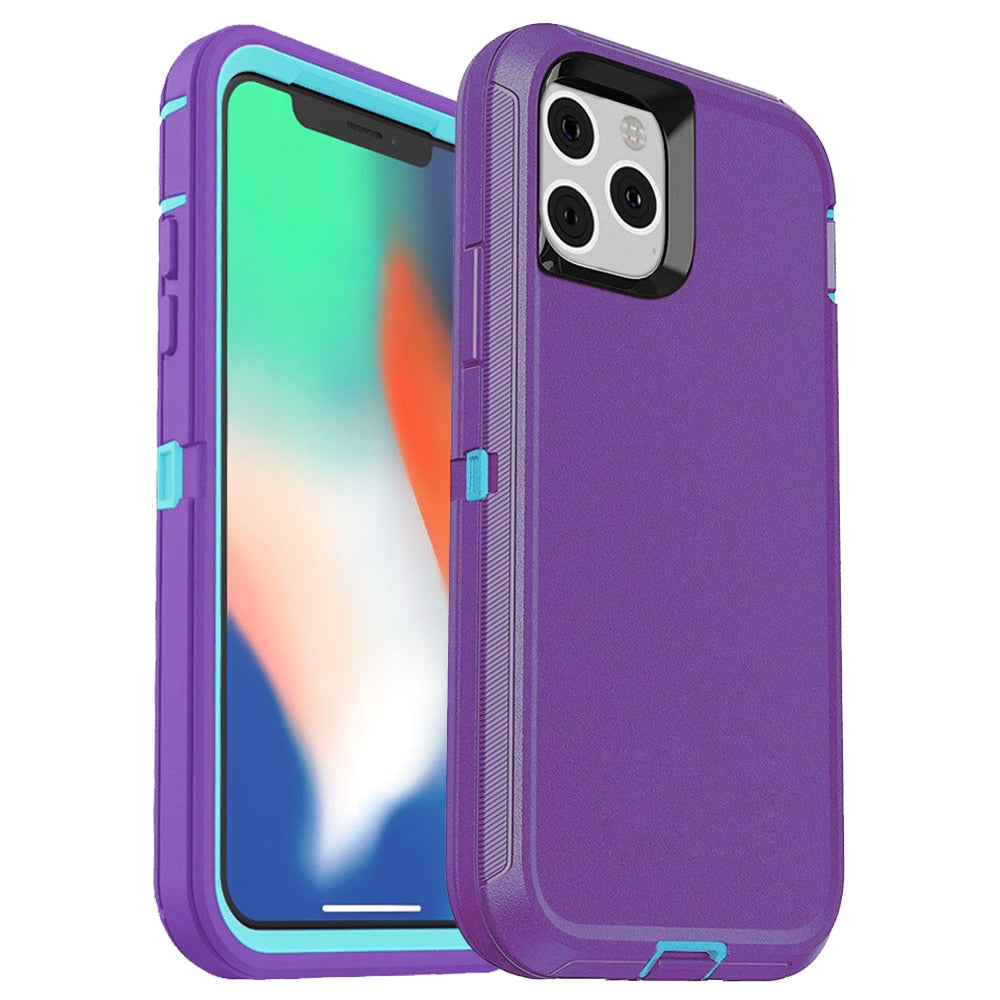 iPhone 15 14 13 12, 3 in1 Shockproof Defend Case Cover Belt Clip