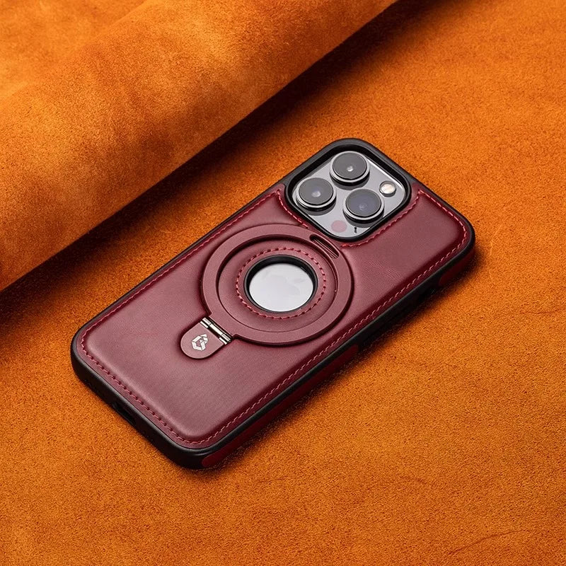 Luxury Leather Magnetic Bracket Ring Case