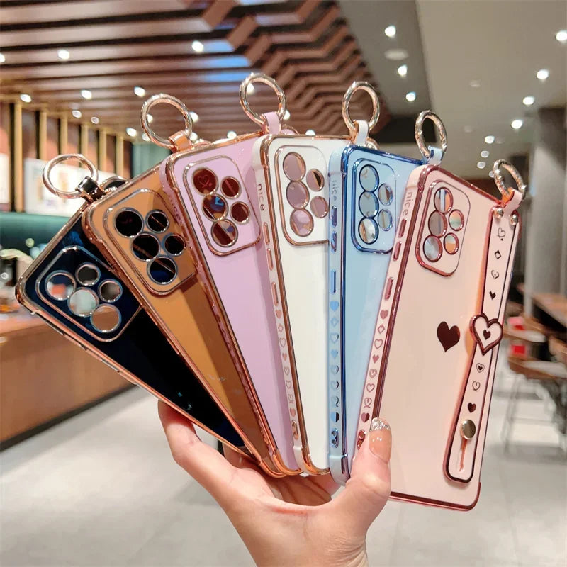 Love Heart Wristband Case For Samsung Galaxy S23 S22 S21 Plus Ultra S20 FE Cover
