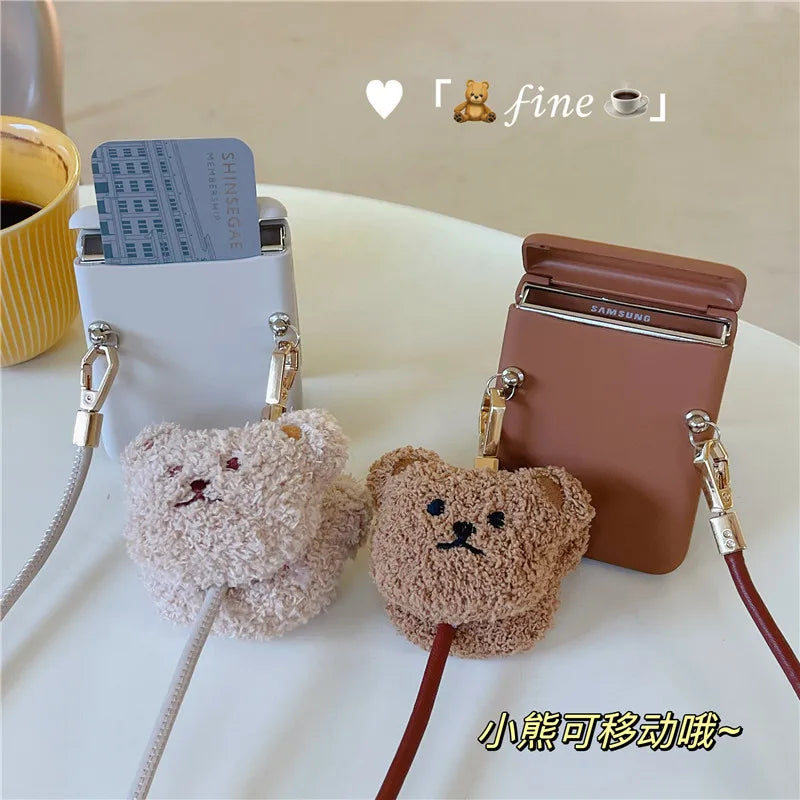 Cute Bear Crossbody Lanyard Phone Cases For Samsung Galaxy Z Flip Cover