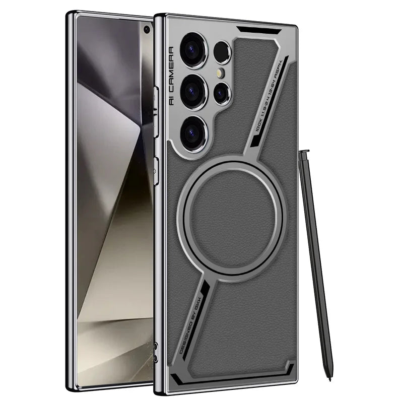 Luxury Plating Plain Leather Phone Case