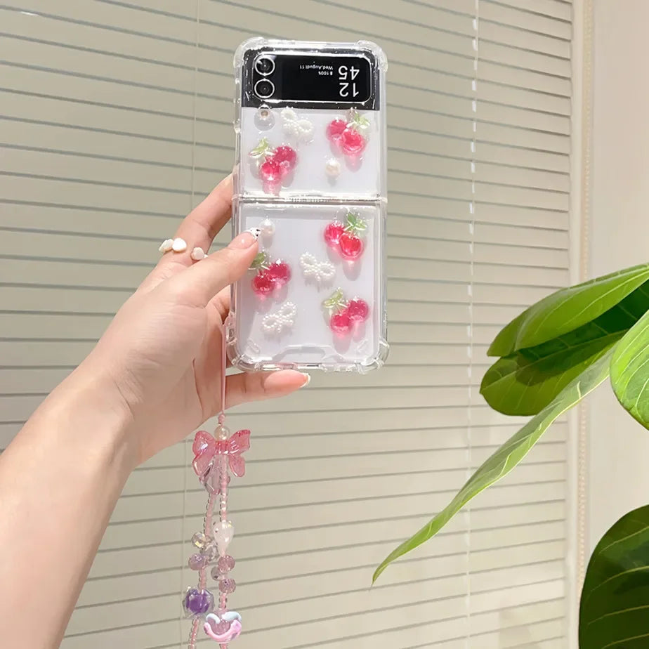Cute Cherry Wrist Strap Case For Samsung Galaxy Z Flip 5 4 3 Phone Cov – JSK Cases Cute Cherry Wrist Strap Case For Samsung Galaxy Z Flip 5 4 3 Phone Cov – JSK Cases