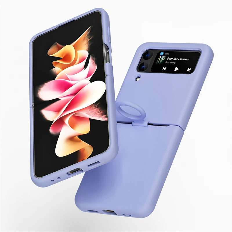Silicone Ring Holder Case for Samsung Galaxy Z Flip 3 4 5G Flip4 Flip3 Flip2 Flip1 Foldable Cover