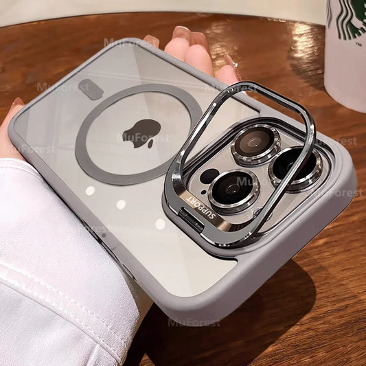 For iPhone Magsafe Magnetic Lens Holder Stand Phone Case