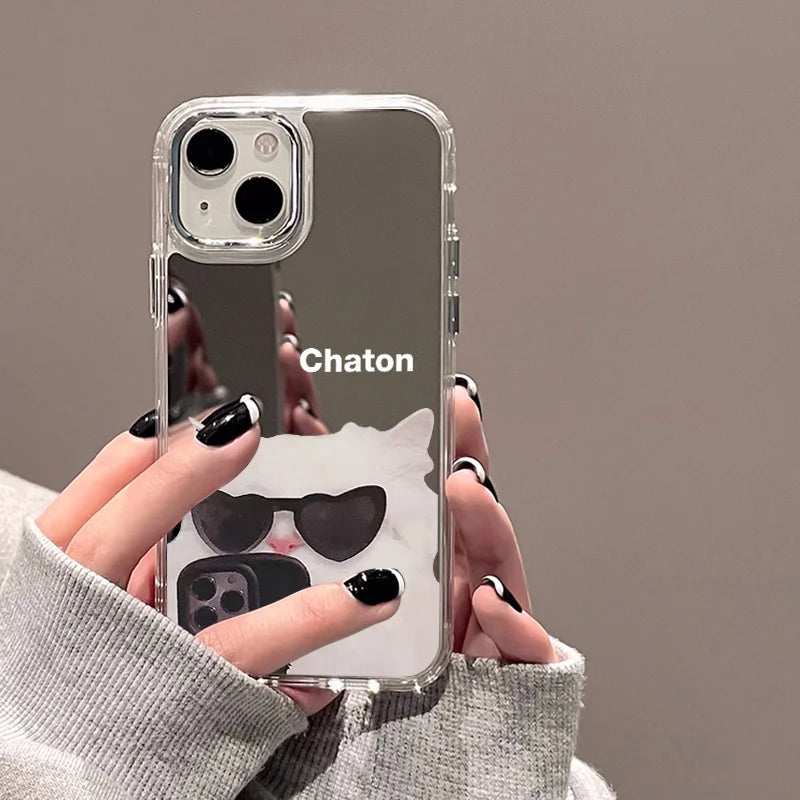 Sunglasses Dog Pattern Mirror Phone Case For iPhone