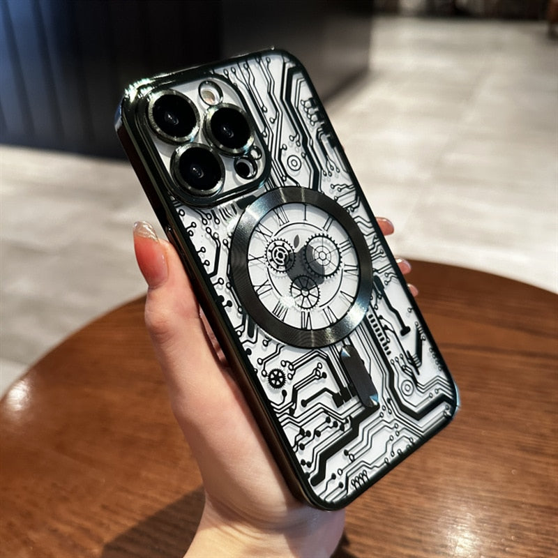 iPhone 15 14 13 12 Creative Diagram Case Magsafe Plating Cover