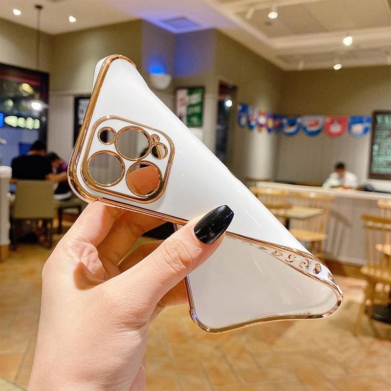 Plating Silicone Soft Case For iPhone Love Heart Cover