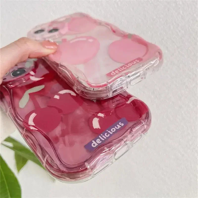 Pink Peach Cherry Soft Clear Phone Case For IPhone