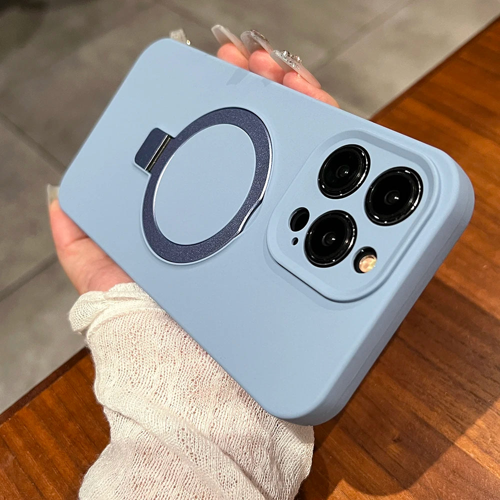 Original Liquid Silicone Magnetic Stand Holder Phone Case