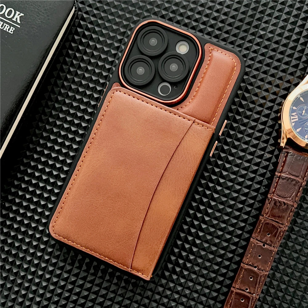 Leather Wallet Card Holder Phone Case For iPhone 15 12 13 14 Pro Max Plus Cover