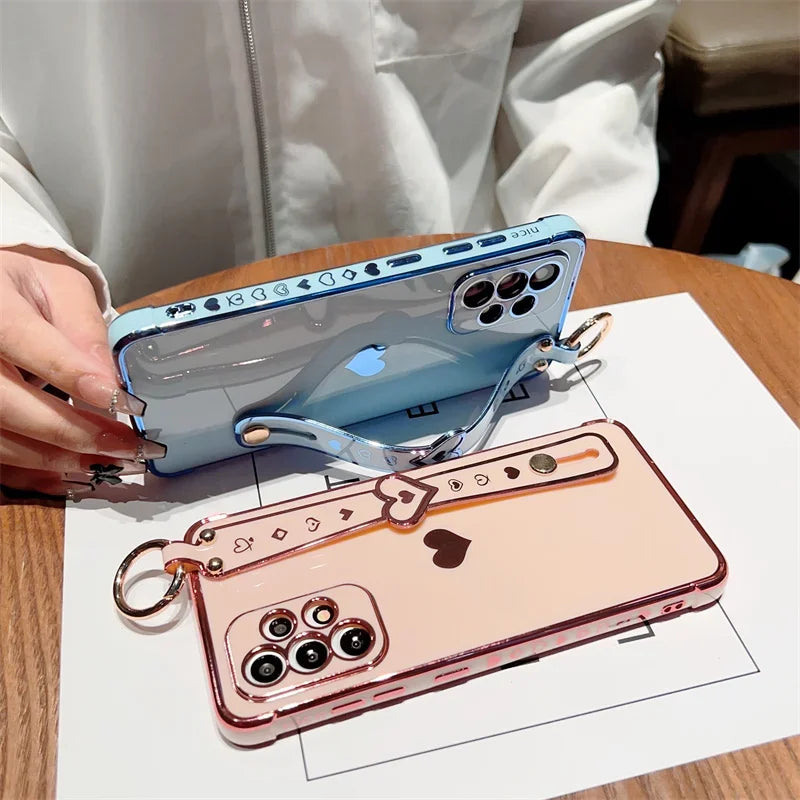 Love Heart Wristband Case For Samsung Galaxy S23 S22 S21 Plus Ultra S20 FE Cover