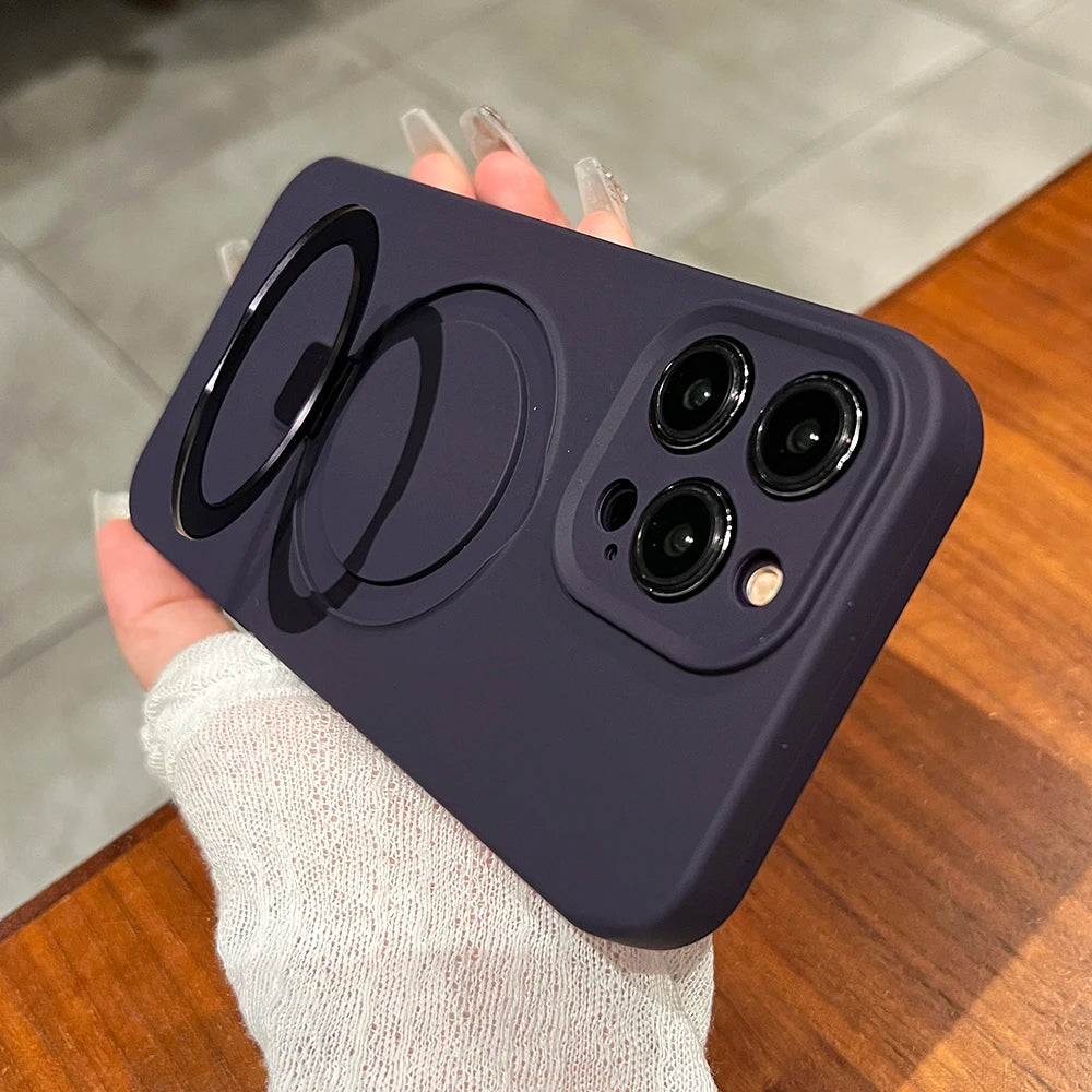 Original Liquid Silicone Magnetic Stand Holder Phone Case