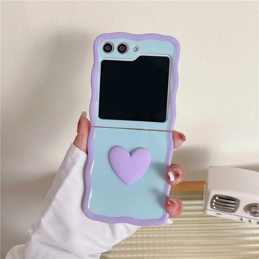 For Samsung Galaxy Z Flip 3 4 5 Phone Case Heart Hand Rope Wave Shockproof Cover