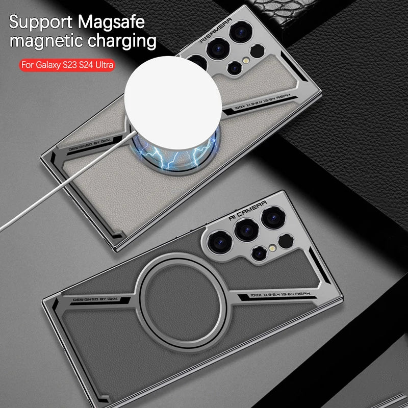 Luxury Plating Plain Leather Phone Case