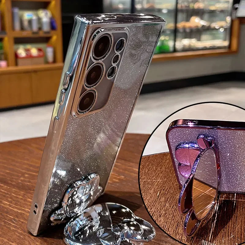 Glitter Mirror Rabbit Stand Holder Case