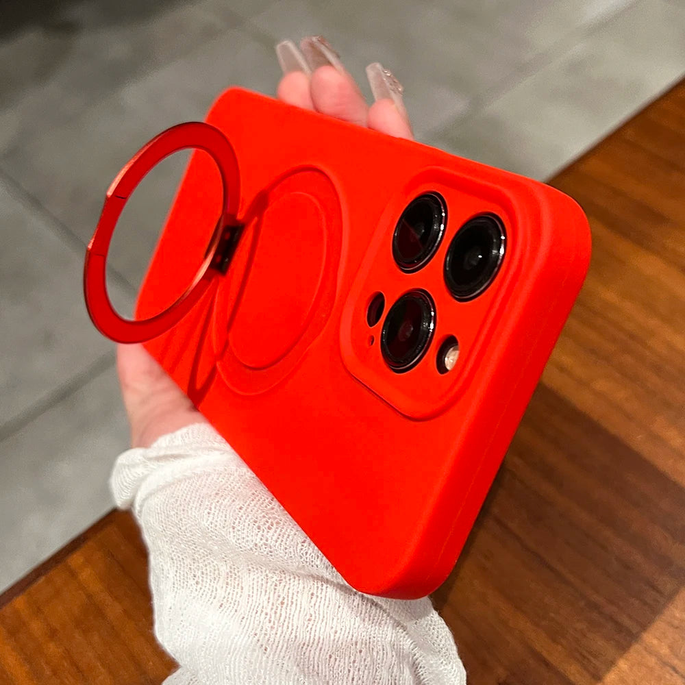 Original Liquid Silicone Magnetic Stand Holder Phone Case