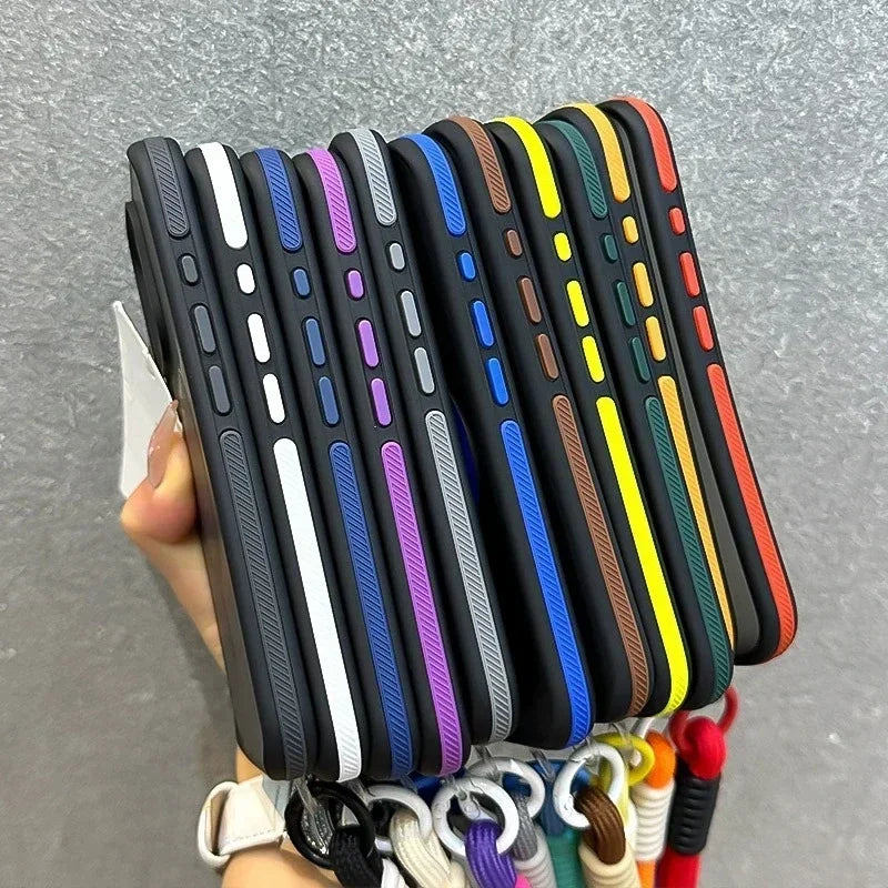 Lanyard Magsafe Matte Phone Case For iPhone Bumper Back Cases Cover