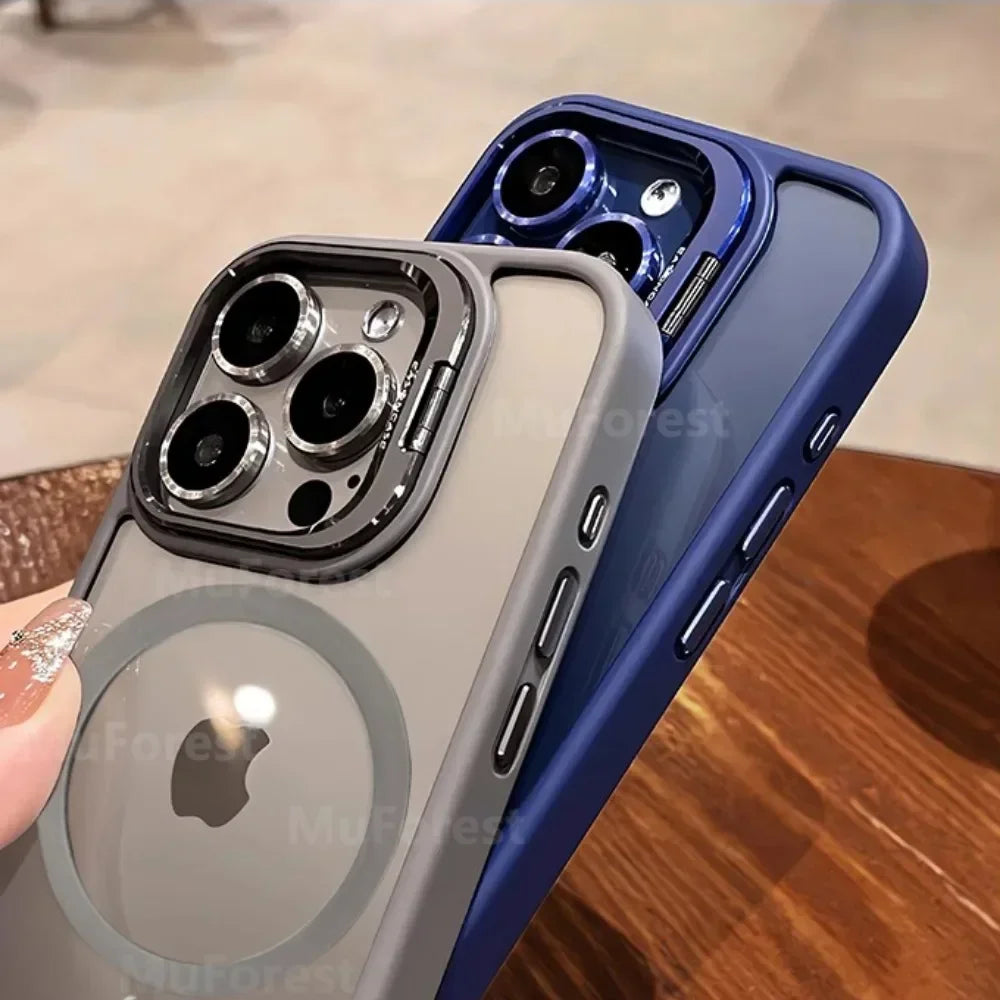 For iPhone Magsafe Magnetic Lens Holder Stand Phone Case
