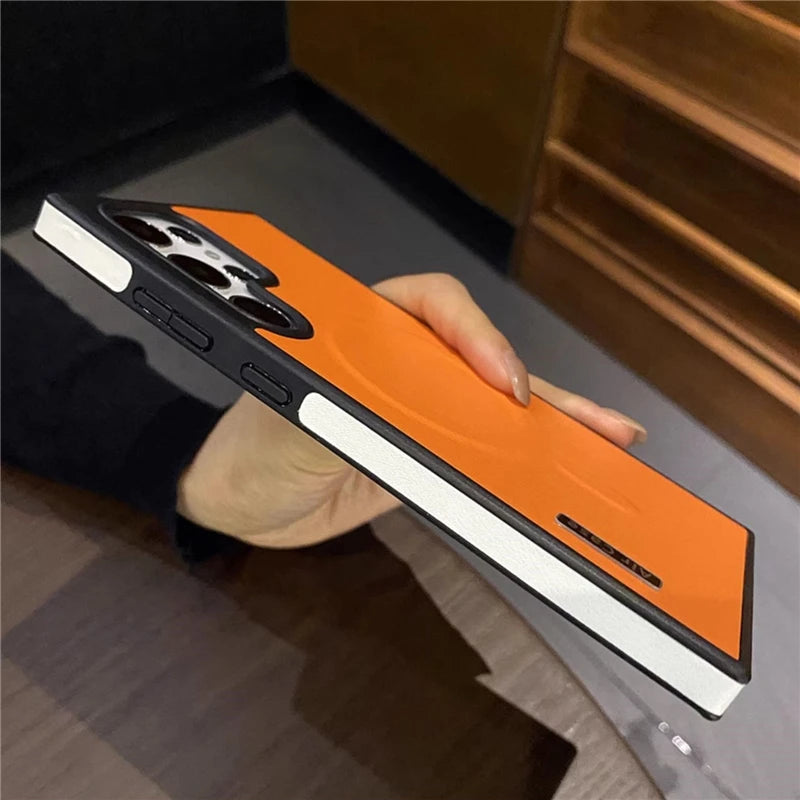 Matte Leather Magnetic Wireless Charge Case