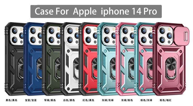 iPhone 15 14 13 12 Slide Camera Lens Protection Magnetic Ring Holder Case