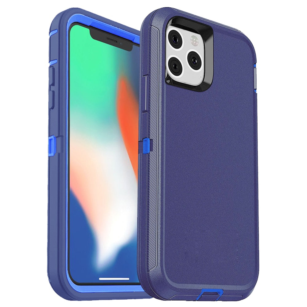 iPhone 15 14 13 12, 3 in1 Shockproof Defend Case Cover Belt Clip