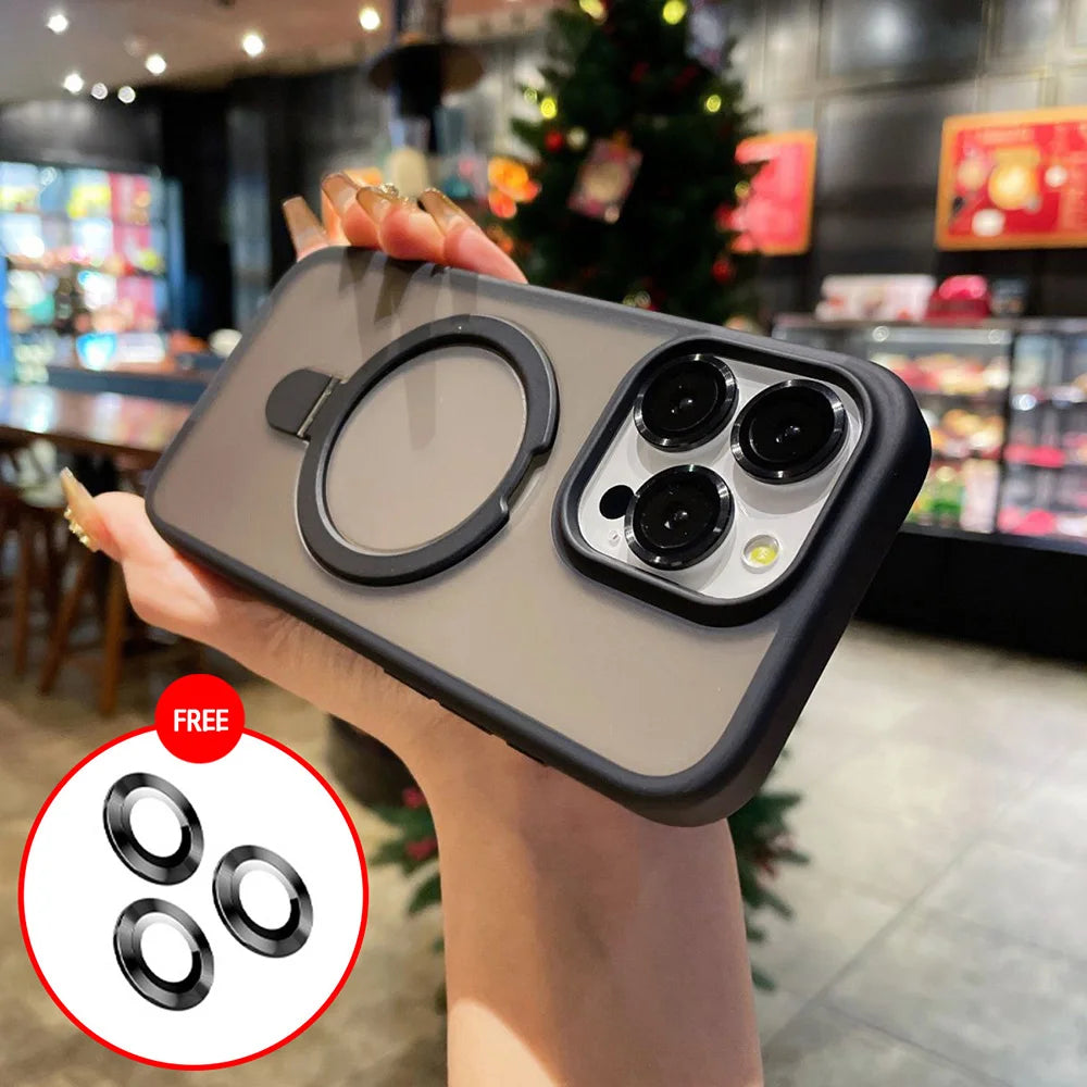 Metal Ring Stand Matte Magnetic Case