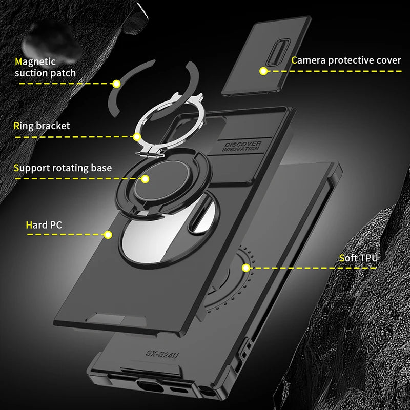 Metal Ring Car Holder Phone Case