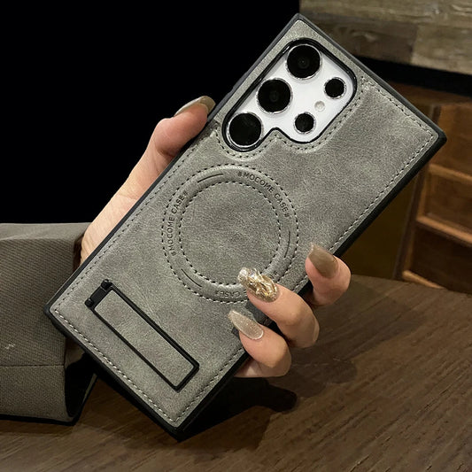 Leather Magnetic Fold Stand Holder Case
