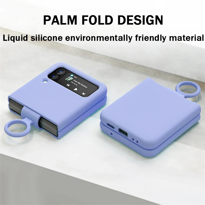 Silicone Ring Holder Case for Samsung Galaxy Z Flip 3 4 5G Flip4 Flip3 Flip2 Flip1 Foldable Cover