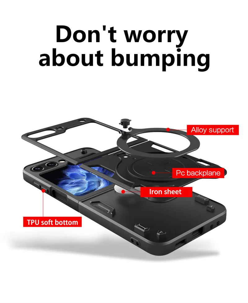 For Samsung Galaxy Z Flip5 Case With Magnetic Car Holder Ring