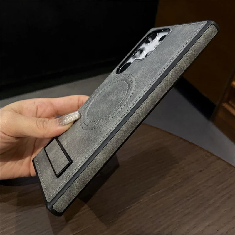 Leather Magnetic Fold Stand Holder Case