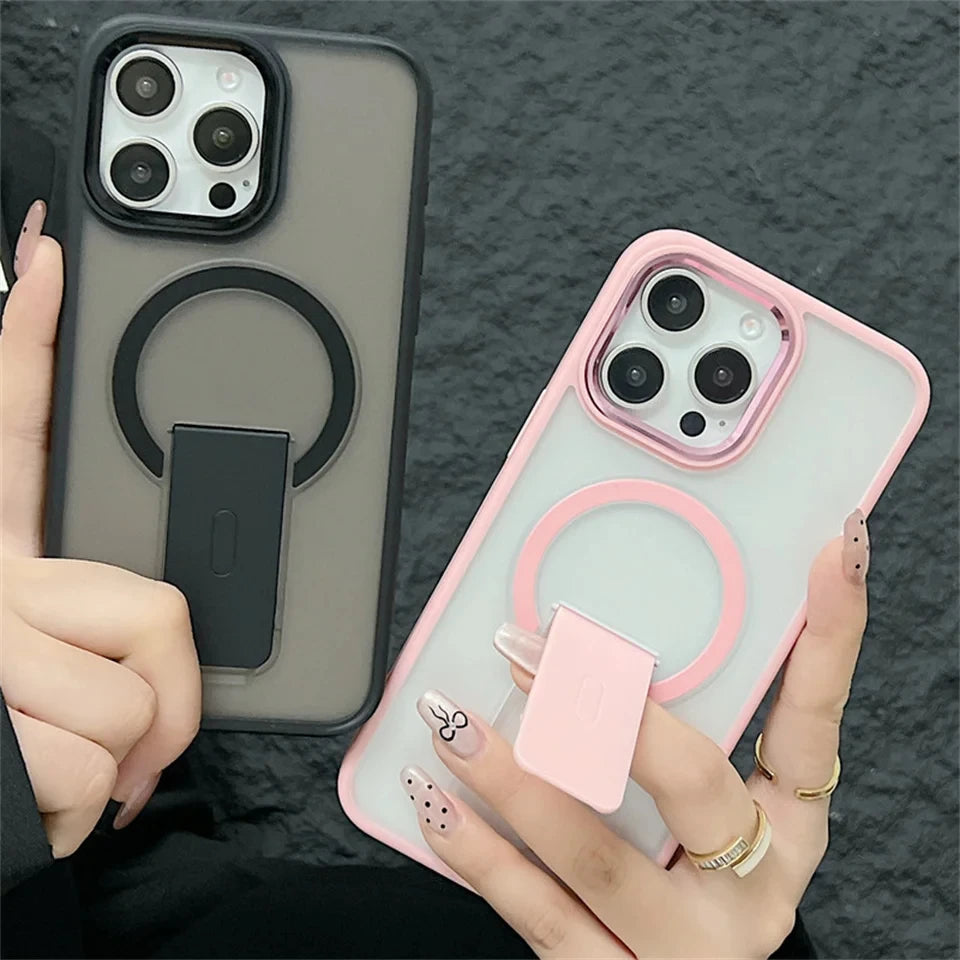 For Magsafe Magnetic Stand Invisible Support Phone Case for iPhone
