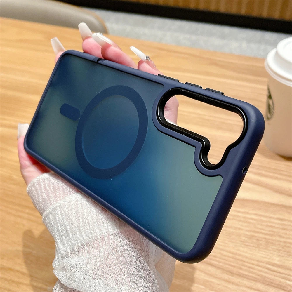Magnetic Phone Case for For Samsung S23 Ultra S22 Plus Cases Matte Clear Magnet Wireless Charging