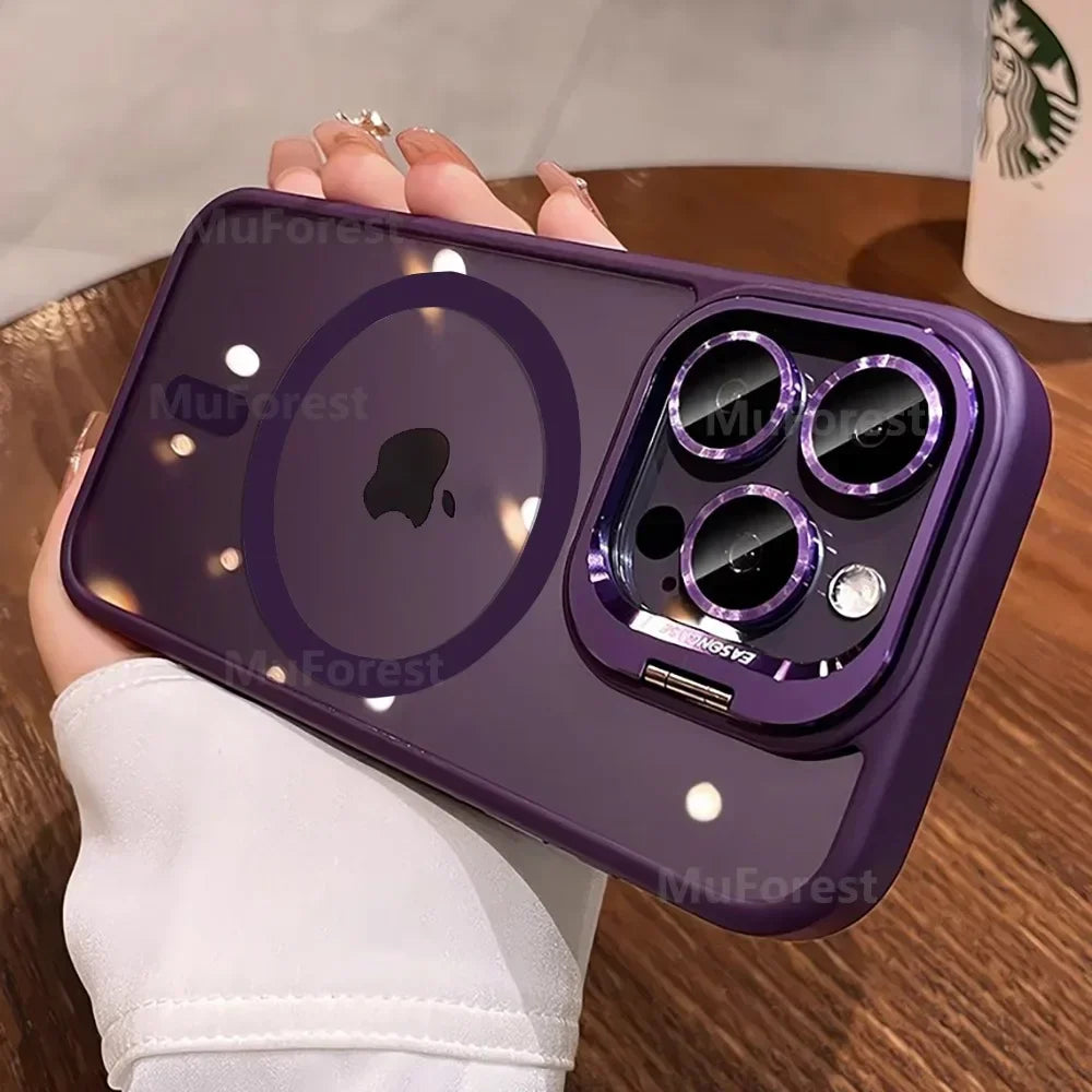 For iPhone Magsafe Magnetic Lens Holder Stand Phone Case