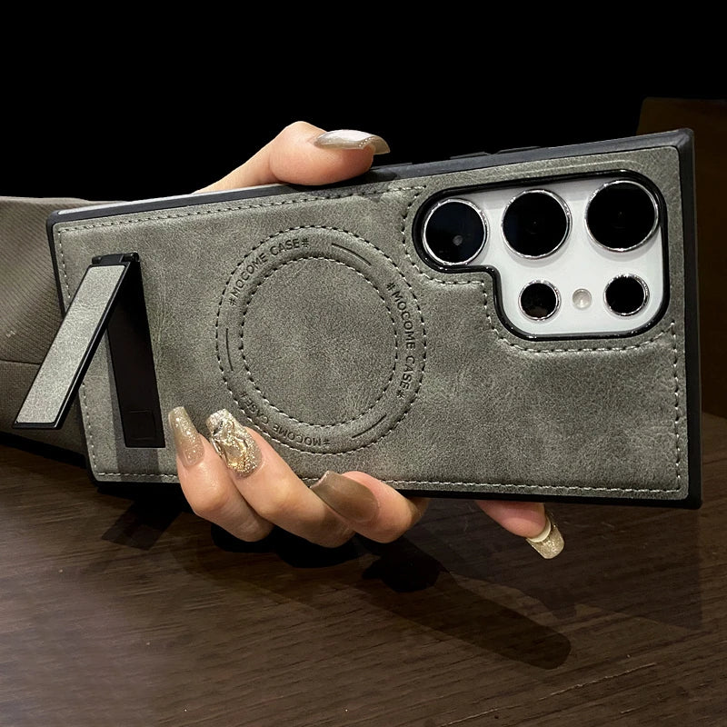 Leather Magnetic Fold Stand Holder Case