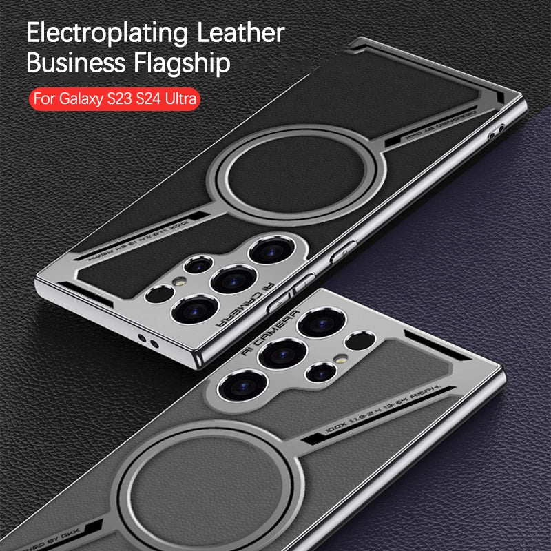 Luxury Plating Plain Leather Phone Case
