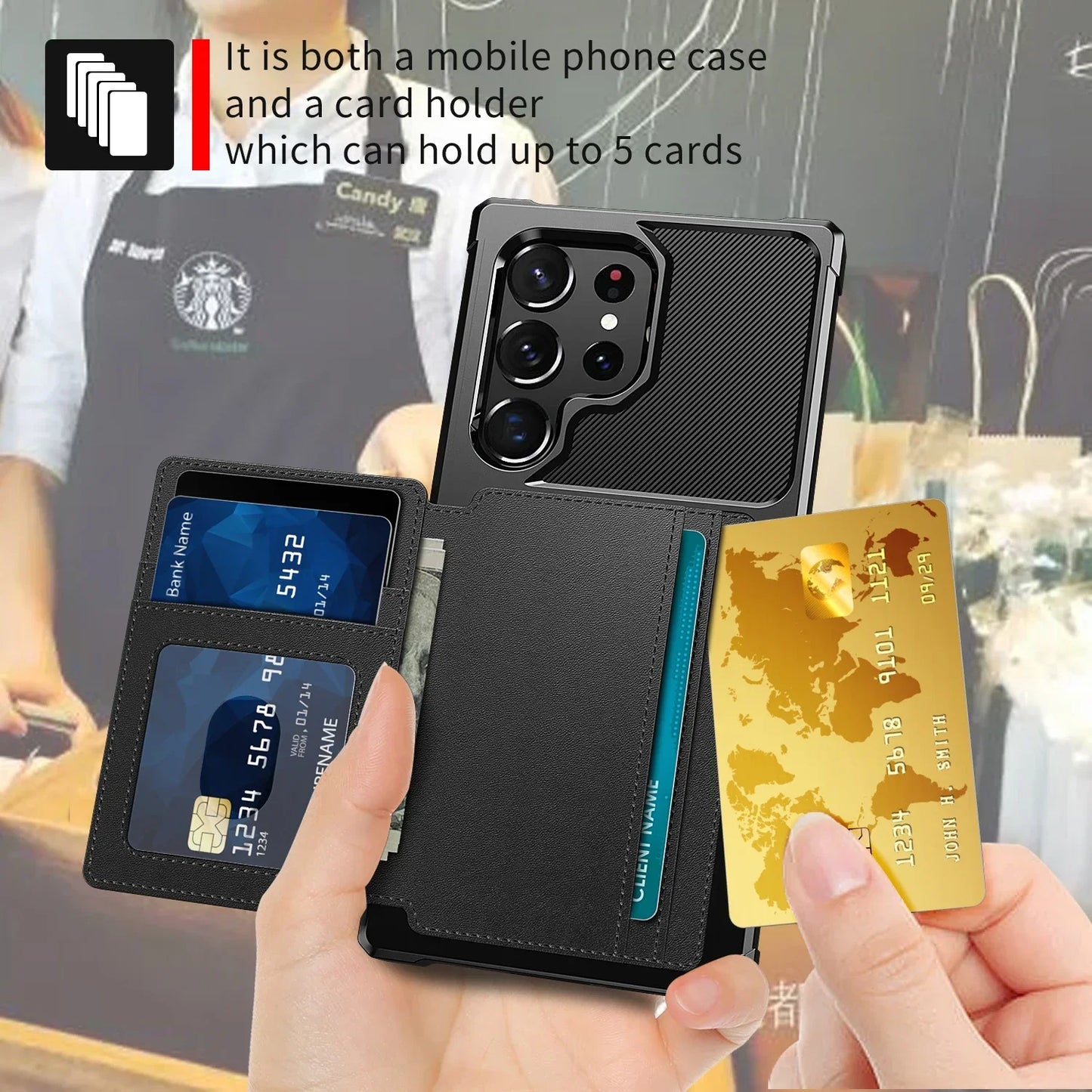 Credit Card Case Leather Flip Wallet Cover