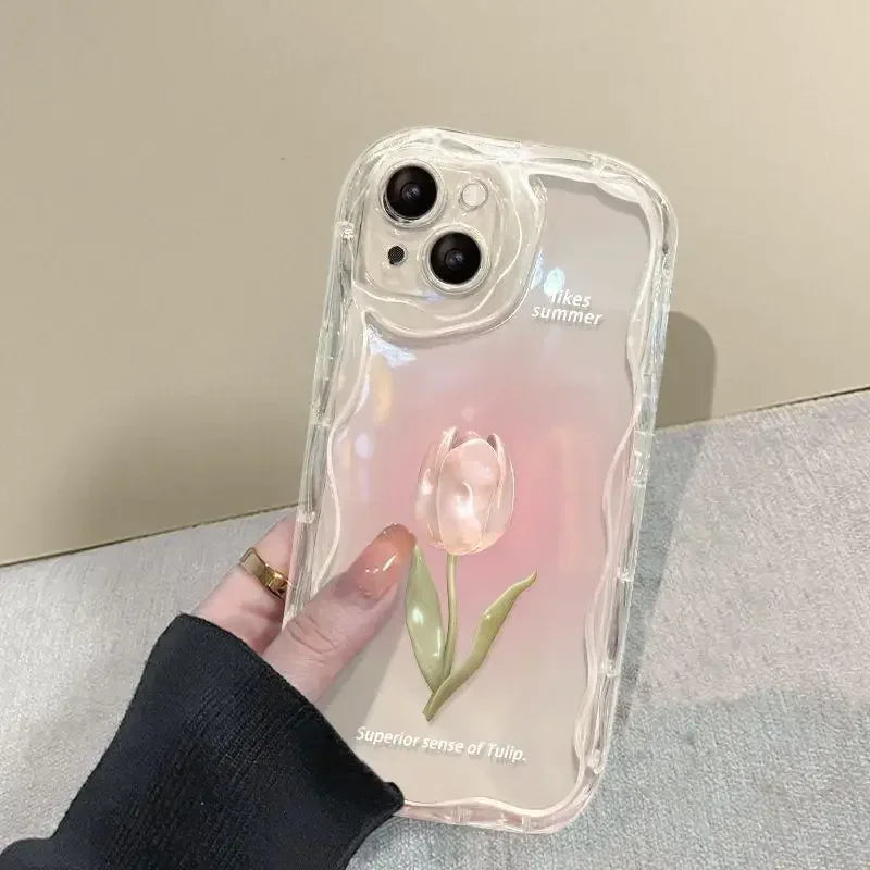 Pink Peach Cherry Soft Clear Phone Case For IPhone