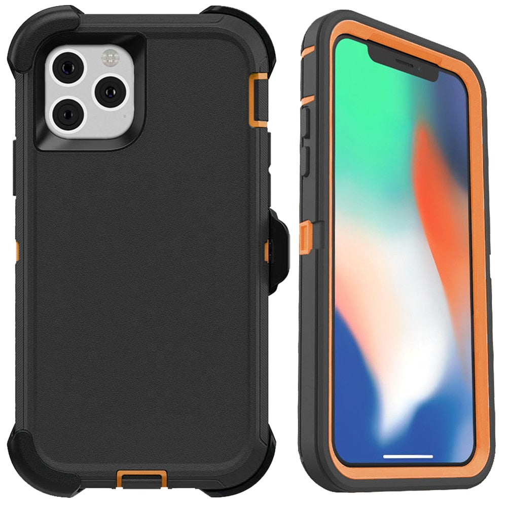 iPhone 15 14 13 12, 3 in1 Shockproof Defend Case Cover Belt Clip
